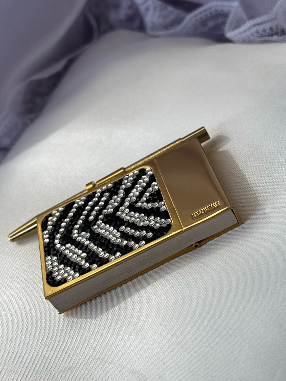 Judith Leiber Gold Black & White Crystal Chevron mini notebook, EUC - Picture 5 of 15